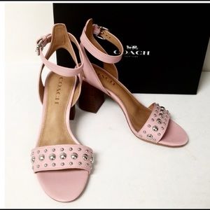 COACH PAIGE STUDDED MAT PINK WOMEN SANDALS SIZE 8